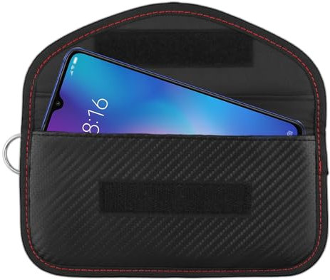 Faraday Pouch for Car Keys and Phones, RFID Signal Blocker Pouch with Keyring Design, Anti-Tracking Mobile Phone Case Key Pouch, Blocking Signal Keyless Entry Car Keys Case Large Safe Protector
