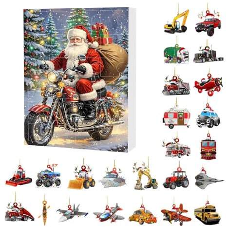 Weihnachts-Adventskalender, Weihnachts-Adventskalender, fantastischer Weihnachts-Autoschmuck 2024 | 24-Tage-Weihnachts-Countdown-Kalender aus Acryl, Auto-Flugzeug-Charme F