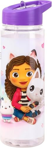 Top Linen (NW) Ltd Gabby's Dollhouse 650ml Kids Water Bottles with Straw, Back to School Supplies Girls Water Bottle - Water Bottle For Girls Purple.