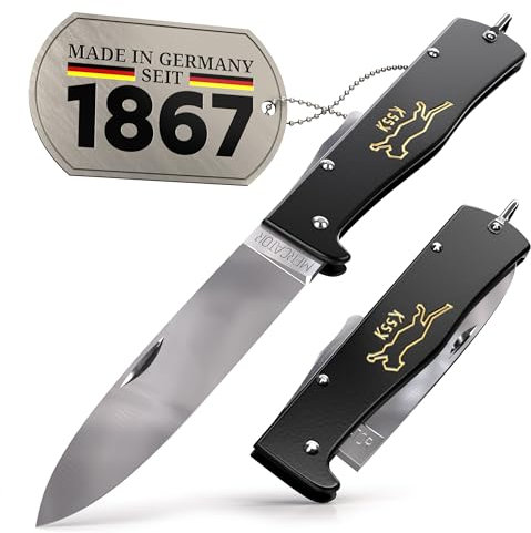 DIYexpert Outdoor-Messer MERCATOR K55K Katze | [Klinge Carbon] | Klappmesser Made in Germany | Ideal als Taschenmesser oder Jagdmesser