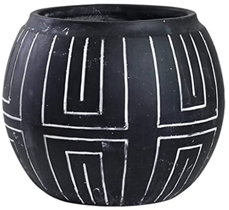 BITESHIS Fioriera Vasi da Giardino Vasi Unici per Piante Fioriere da Esterno in Cemento Nero Antico Rotondo Semplice Nordico(25x25x22cm)