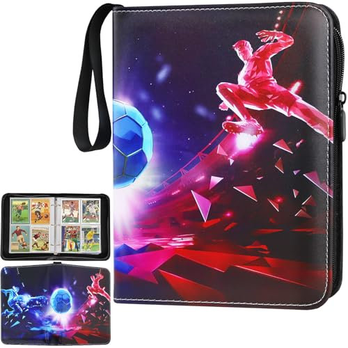 WSDFDLH Sammelalbum Fußball Karten, Sammelalbum für Fußball Karten Album, Sammelkarten Album Fussball mit 50 Herausnehmbaren Hüllen für 400 Karten, kompatibel mit allen Arten von karten