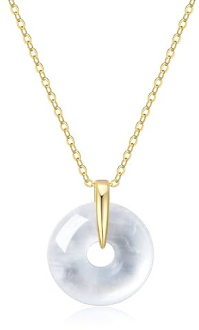 COAI Damen Kristall Halskette mit Donut Anhänger aus Mondstein mit 925 Silberkette für Frauen