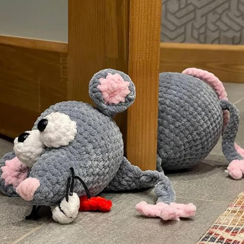 Handgefertigter Gehäkelter Tier-Türstopper - Niedlicher Dekorativer Türkeil Mit Tiermotiv für den Haushalt, Winddichter Boden-Türkeil