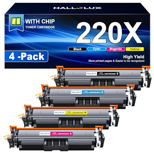 HALLOLUX 220X 220A Toner Set W2200A W2201A W2202A W2203A Kompatible für HP 220A 220X 220 Toner für HP Color Laserjet Pro MFP 4301dw 4301dwe 4301fw 4301fdw 4201dw 4201dwe (Schwarz, Cyan, Magenta, Gelb)