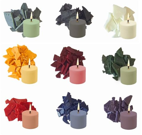 Weenwill Kerzenwachs Farbe,9 Farben Je 5 g,Kerzenfarben,Kerzenwachs Farbe,Kerzen Farbe für DIY Kerze,Kerzenfarben Farbstoff für Gelwachs Weihnachten und Geburtstage