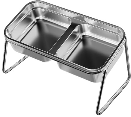 Cuencos elevados para comida para gatos | Comedero de acero inoxidable doble | Comedero para mascotas, cuenco inclinado