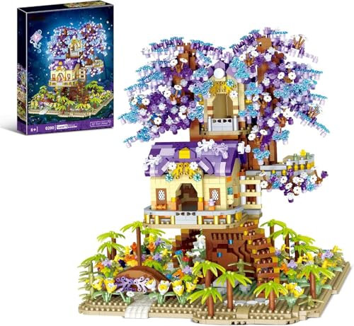 Cabane dans Les Arbres Kit de Construction, 3049 Pièces Cabane dans Les Arbres de L'amitié Vue sur la Rue, Jouets STEM Créatifs en Micro-Blocs, Modèle de Style Forêt pour Adultes