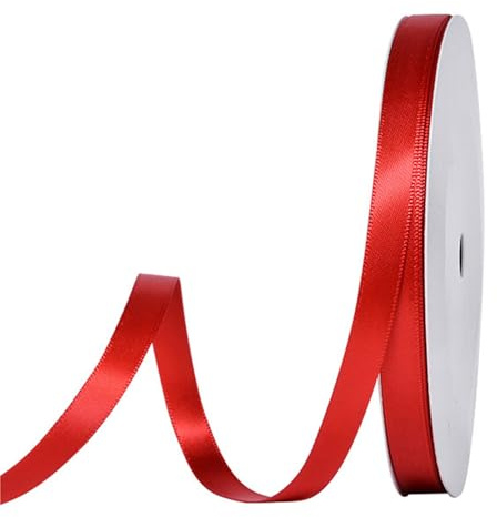 91 m Satinband Rot, 10 mm Doppelseitig Schleifenband Geschenkband Dekoband Seidenband Doppelsatinband Satin Ribbon für Hochzeit Geburtstag Party Dekoration, Geschenkverpackung, Basteln