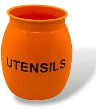 Nobel Barrel Shaped Utensil Holder & Organiser, Sturdy Cutlery Holder , Storage Container, Spoon Holder (ORANGE)