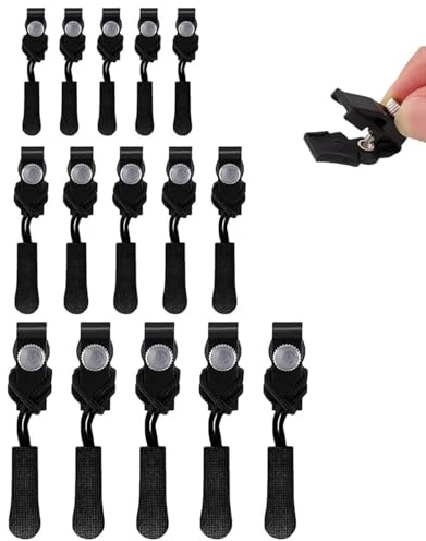 JUKOTA Kit di Riparazione per Cursore Zip, 15 PCS Zipper Repair Kit, Zipper Pull Replacement, Kit Riparazione, Cerniera Lampo, Chiusura Lampo per Vestiti, Jeans, Valigie