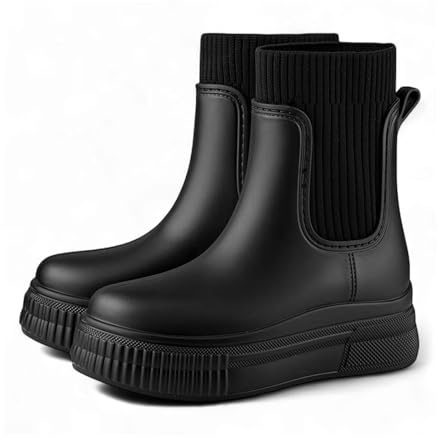 ZEPYFXIT Stivali da Pioggia Donna Impermeabili Chelsea Stivali di Gomma Galosce Eleganti Giardinaggio Scarpe Antiscivolo per Inverno Polacchine