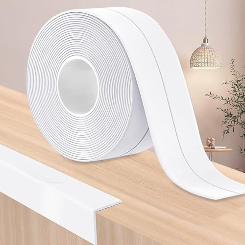 YushengTai Plinthe Adhesive, Blanc 18 M Plinthe Souple Autoadhésive 30 x 30 mm, Corniere pvc Convient pour la Cuisine et la Salle de Bain (Blanc)