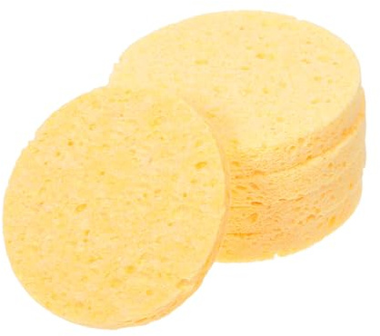 FIXOSHEE 5 Stück Runde Hautfreundliche Make Up Entferner Schwämme aus Zellulose Weiche Kosmetikpads für Gesichtspflege und Reinigung Gelb Praktisches Zubehör für Frauen