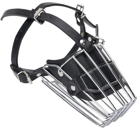 Dpofirs German Shepherd Dog Muzzle, Adjustable Robust Prevent Biting Anti Barking Metal Wire Basket Dog Muzzle for Medium Large