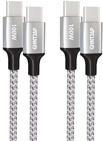 GHNTJAP 100W USB C to USB C Cable Short 0.3M 2Pack,PD Type C to C Fast Charging Cable Compatible with iPhone 17/16/15 Plus/Pro/Pro Max,MacBook Pro/Air,iPad Pro,Galaxy S25