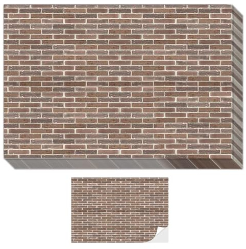 12 PCS Dolls House Wallpaper, Cement Brick Wall Stickers, Self-Adhesive Sticker Wallpaper, Dolls House Accessories for Miniature Room DIY Model, 8.3x11.8 Inches (Cement Brick)