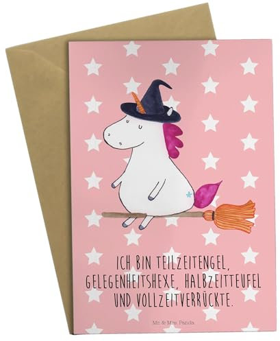 Mr. & Mrs. Panda Grußkarte Einhorn Hexe - Geschenk, Einhörner, Hochzeitskarte, Einladungskarte, Verrückte, Einhorn Deko, Ehefrau, Geburtstagskarte,