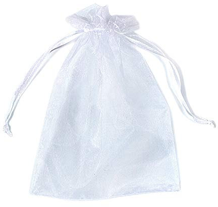 PLECUPE 100 Stück Organzasäckchen 20x30 cm, Organzabeutel Tunnelzug Hochzeit Säckchen, Schmuckbeutel Drawstring Säckchen Beutel für Weihnachten Geschenke Schmuckaufbewahrung Verpacken - Weiß