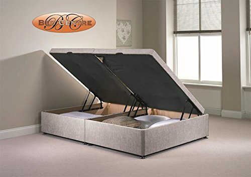 Divan Ottoman Side Lift Storage Bed Single 4'6 Double 5ft King Size Chenille (5FT Kingsize, Silver)