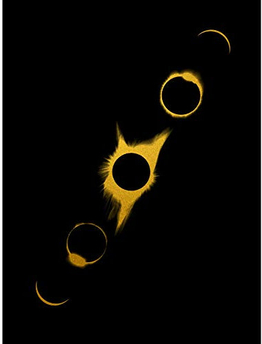 Artery8 Gold Effect Yellow Black Sun Lunar Eclipse Extra Large XL Wall Art Poster Print Gelb Wand Poster drucken