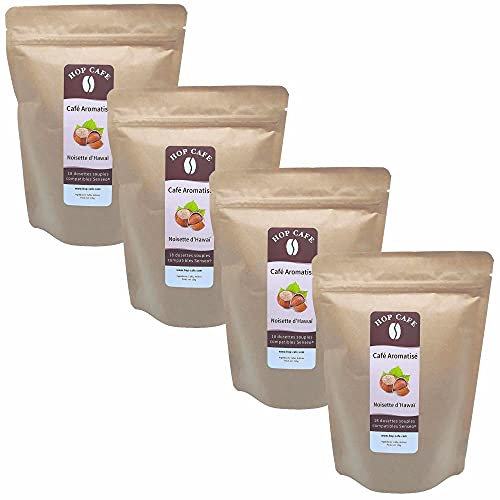 HOP CAFÉ – 72 Dosettes Souples Arôme Noisette – Café 100% Arabica – Lot 4x18
