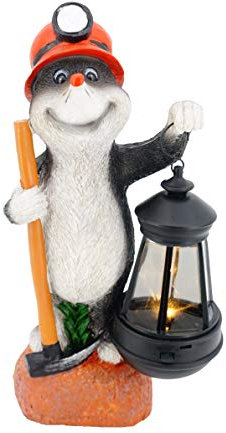 ABC Home | Gartenfigur Maulwurf mit Laterne | LED | Solarpanel | Lichtsensor