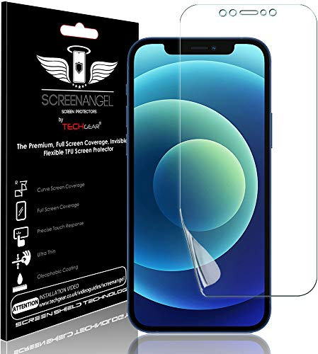 TECHGEAR Screen Protector fits iPhone 12, iPhone 12 Pro 6.1 [Screen Angel Edition] [Case Friendly] [Bubble Free] [FULL Screen Coverage] HD Clear Flexible TPU Film