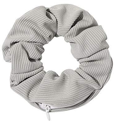 BEAUTYBIGBANG Haargummis 2 Stück Zipper Haar Scrunchies Elastische Haarbänder Gummibänder mit Reißverschluss Tasche (1)