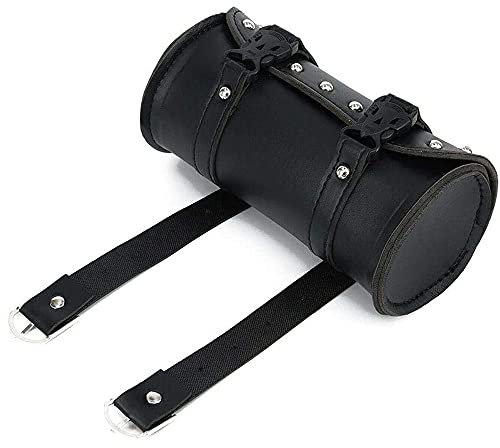 Zefeng Motorrad PU Leder Werkzeugtasche, Motorrad wasserdichte Werkzeugtasche, Schwarz Motorrad Werkzeugtasche, mit 2 Befestigungsgurten,für Meisten Motorräder und Geländefahrzeuge