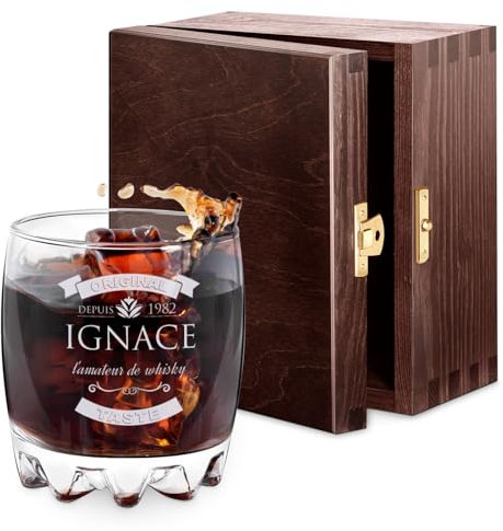 Maverton 310ml Verre a Whisky personnalisé pour Lui - Cadeau Homme Anniversaire - Cadeau Personnalisé Homme - Verre Classique pour les Connaisseurs de Whisky - Original