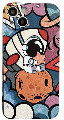Yonds Queen Compatible with iPhone 13 mini Cute Case, Cool Cartoon Astronaut Planet Space Painting Design Stylish Soft TPU Bumper Shockproof Anti-Slip Protector Case (iPhone 13 mini, Planet)