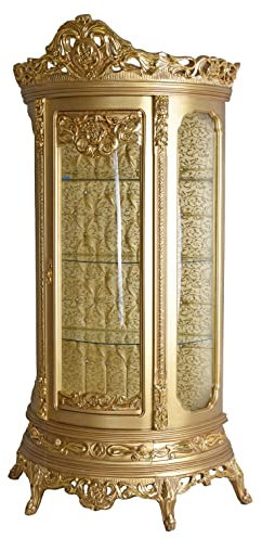 Vitrinenschrank Gold Vitrine Standvitrine Antik Standregal 60x96x210 cm Prunkvitrine bar046 Palazzo Exklusiv