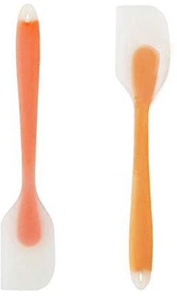 Résistant à la Chaleur de Anti-adhé,Spatule Pâtisserie,Spatule Cuisine Ustensiles,Silicone Spatules,2 PC Gâteau Spatule à Beurre Pâte Spatule à Grattoir Mélanger Outil Cuisson Patisserie(Orange Jaune)