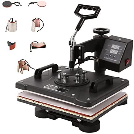 SDKEHUI Hitzepresse 8'-IN'-1 Transferpresse 12 x15 (30 x 38cm), Multifunktionale Sublimation T-Shirtpresse Becherpresse Tassenpresse für Hüten Tellern Tassen, 360-Grad-Drehbar