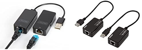 DIGITUS USB-Extender - Reichweite 50 m - USB 2.0 - UTP, STP & S-FTP Netzwerk-Kabel ab Cat-5 - Plug & Play - Schwarz & LogiLink UA0021D - USB 2.0 Extender (Verlängerung über RJ45 Kabel) bis zu 50 m