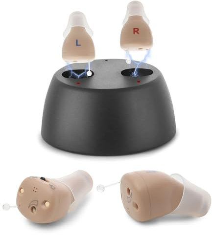Rechargeable to and Assist, Completely-in-Canal (CIC) Nearly Invisible Mini Personal Device w/Noise Cancellation & Feedback Reduction for Adults Seniors & Elderly