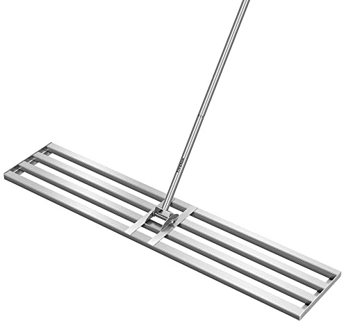 VIVOSUN 121,9 cm Rasen-Nivellierrechen, 121,9 x 25,4 x 198,1 cm, robuster Edelstahl-Rasennivellierer mit 2,1 m verstellbarem langem Griff für hohe Wirkung, Metall-Nivellierfläche für glatten Boden,