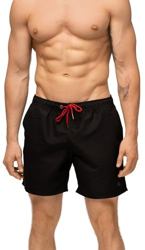 DANISH ENDURANCE Bañador Hombre de Secado Rápido, Traje de Baño, Playa, Piscina, Surf y Deporte, Negro, L