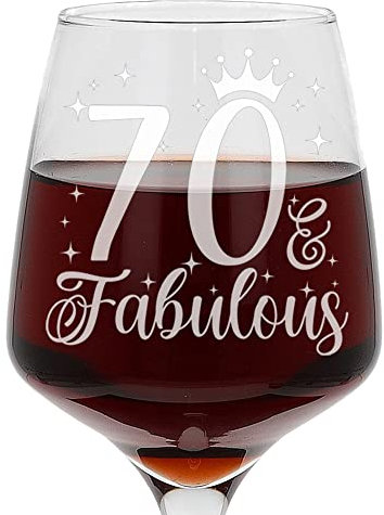 Always Looking Good 70th Birthday Gifts for Women 70 & Fabulous Engraved Large Wine Glass Present for 70 Year Old Etched 400ml Ladies Wine Glass Laser Engraved Elegant Stemmed