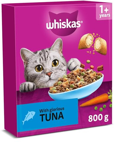 WHISKAS Adult Dry Cat Food 800g with Tuna (Pack of 5)
