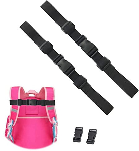 2 Stück Verstellbarer Brustgurt Rucksack, Rutschfester Brustgurt für Rucksack, Schnellverschluss Rucksackgurt für Kinder, Brustgurt für Schulranzen,Jogging,Wandern Außerhalb (Schwarz)