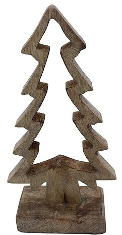 Deko Aufsteller Tannenbaum aus Mangoholz - 25 cm - Holz Weihnachtsbaum zum Aufstellen - Weihnachts Tisch Fenster Winter Advent Dekoration