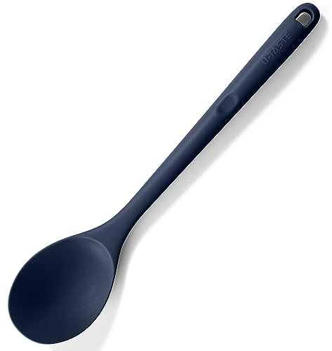 U-Taste Cuchara sólida de silicona extra larga de 33,9 cm: Cuchara de cocina resistente al calor hasta 315 ℃, Cuchara antiadherente sin costuras para servir para mezclar (Azul Medianoche)