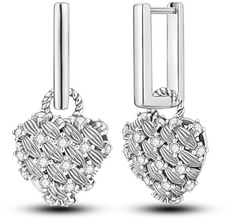 NARMO Hoop Ohrringe für Frauen 925 Sterling Silber Liebe Herz Dangle Drop Ohrringe Schmuck Geschenke