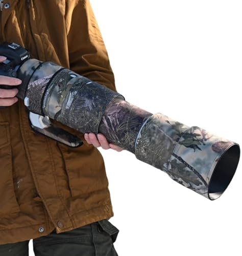 ROLANPRO Copertura Impermeabile per Obiettivo Canon RF 200-800mm F6.3-9 IS USM Copertura Antipioggia Camouflage -#34 Verde Giungla Camo Impermeabile