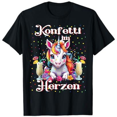 Einhorn konfetti im Herzen Kostüm Karneval Kostüm Faschings T-Shirt