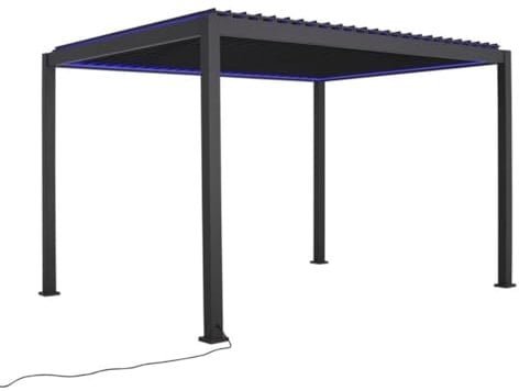 Pergola bioclimatique Habrita PER3040BIELEC en Aluminium 12m2 avec ventelles électriques et Ruban LED Habrita Foresta