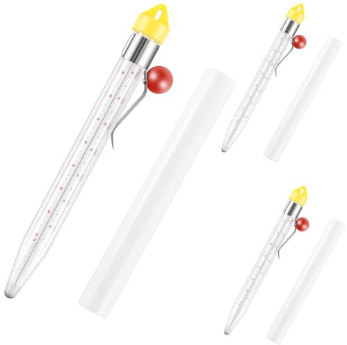 HAIJED 3Pcs Candy Thermometer Instant Read Thermometer with Pot Clip Glass Deep Fry Thermometer 40℃ to 200℃/100℉ to 400℉ Multipurpose Food Thermometer for Candy Syrup Jam Sugar Deep Fry 205x35mm