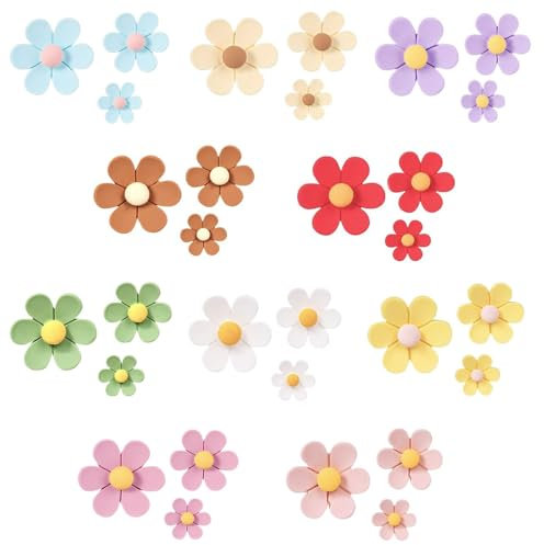 30 Stück 3D-Blumen-Magnete Kühlschrank - Kühlschrankmagnete, Kleine, Bunte Dekorative Magnete - niedliche Blume, Kühlschrank, Türdekorationen für Whiteboard, Büro, Spind, Fotodekoration, 3 Größen